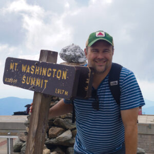 Joe Philippon, Cross Current Insurance Director of Marketing at Mt. Washington, NH summit