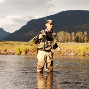 Fly fishing angler in a Montana river.