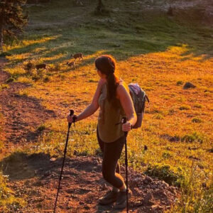Female hiking guide in the White Mountains of New Hampshire, USA