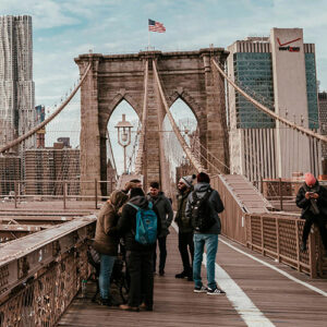 Walking tour on the Brooklyn Bridge in New York City